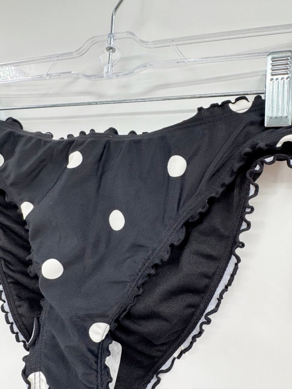 NEW Shade & Shore Polka Dot High Leg Cheeky Coverage Ruffle Edge Bikini Bottom - Picture 5 of 8